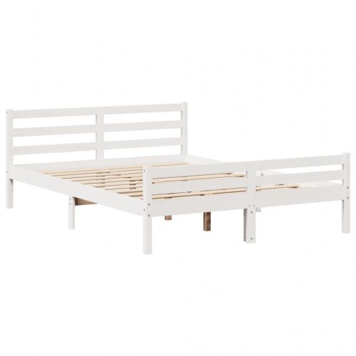 Sengeramme med sengegavl og hylder 150 x 200 cm - hvid