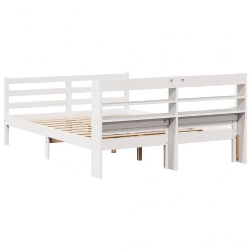 Sengeramme med sengegavl og hylder 150 x 200 cm - hvid