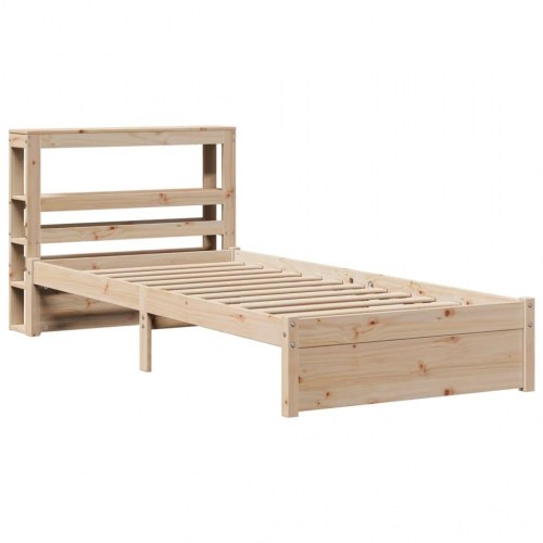 Sengeramme med sengegavl og hylder 75 x 190 cm - massivt fyrretræ
