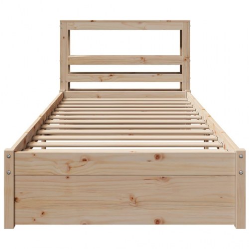 Sengeramme med sengegavl og hylder 75 x 190 cm - massivt fyrretræ