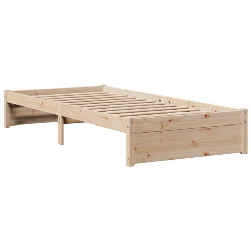 Sengeramme med sengegavl og hylder 75 x 190 cm - massivt fyrretræ