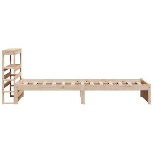 Sengeramme med sengegavl og hylder 75 x 190 cm - massivt fyrretræ
