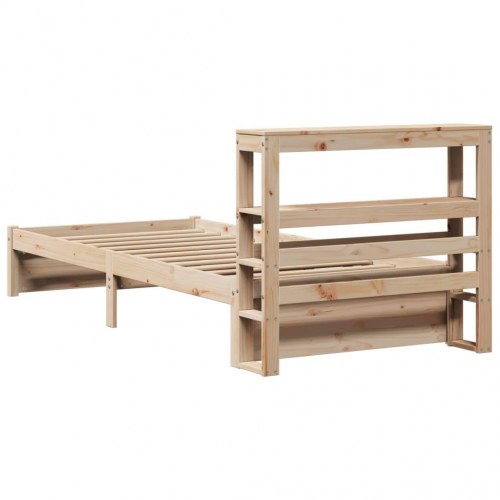 Sengeramme med sengegavl og hylder 75 x 190 cm - massivt fyrretræ