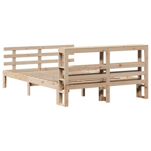 Sengeramme med sengegavl 120x200 cm - massivt fyrretræ, hvid