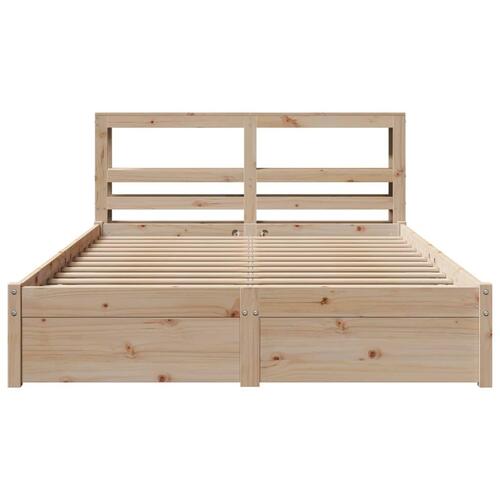 Sengeramme med sengegavl 135x190 cm massivt fyrretræ hvid