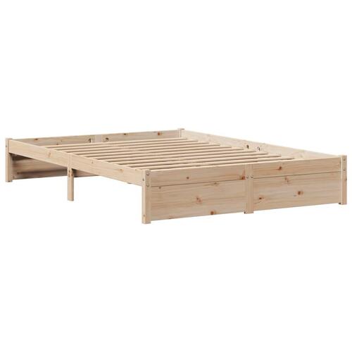 Sengeramme med sengegavl 135x190 cm massivt fyrretræ hvid