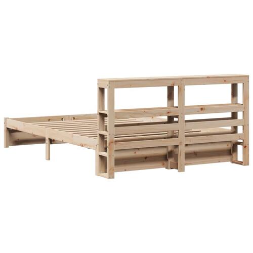 Sengeramme med sengegavl 135x190 cm massivt fyrretræ hvid