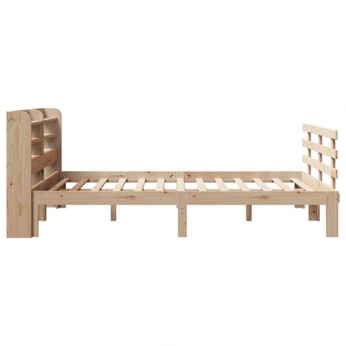 Sengeramme med sengegavl 160x200 cm - massivt fyrretræ, hylder