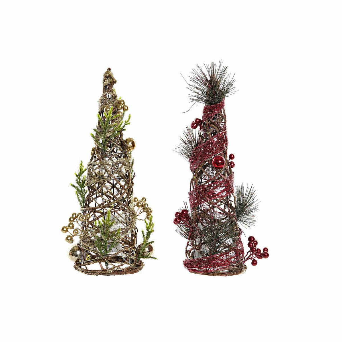 Juletræ med LED - rød, grøn og gylden, 16 × 16 × 41 cm (2 enheder)
