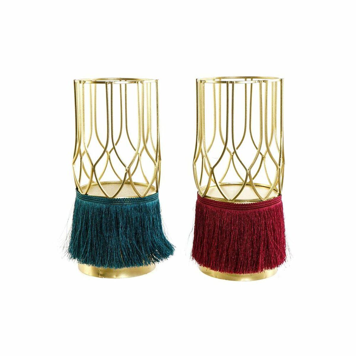 Lyseholder Dkd Home Decor Polyester Metal Gylden 2 Stk 11.5 X 11.5 X 26 Cm