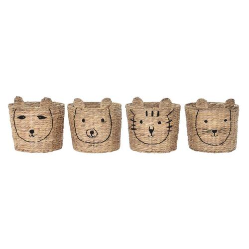 Kurv DKD Home Decor Tropisk dyr Siv (35 x 35 x 35 cm) (4 enheder)