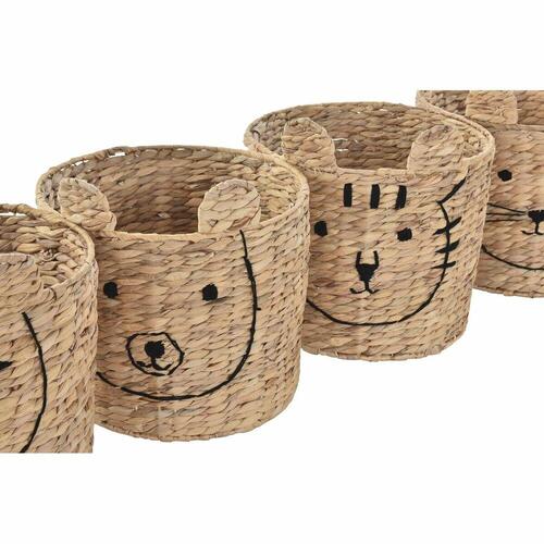 Kurv DKD Home Decor Tropisk dyr Siv (35 x 35 x 35 cm) (4 enheder)