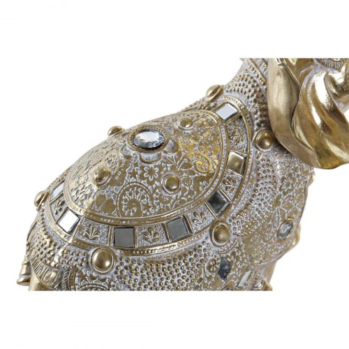 Dekorativ spejl-elefant i gylden harpiks - sæt á 2 (28 × 13 × 29 cm)