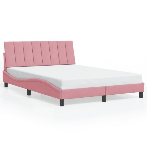Sengeramme med LED Hanko 140 x 190 cm uden madras - lyserød