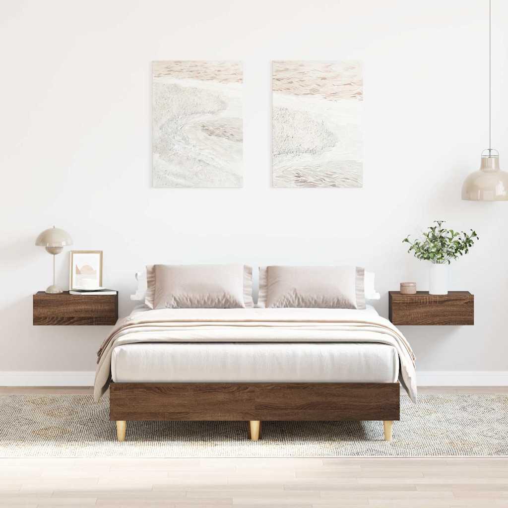 Sengestel uden madras 120x190 cm konstrueret træ brunt eg