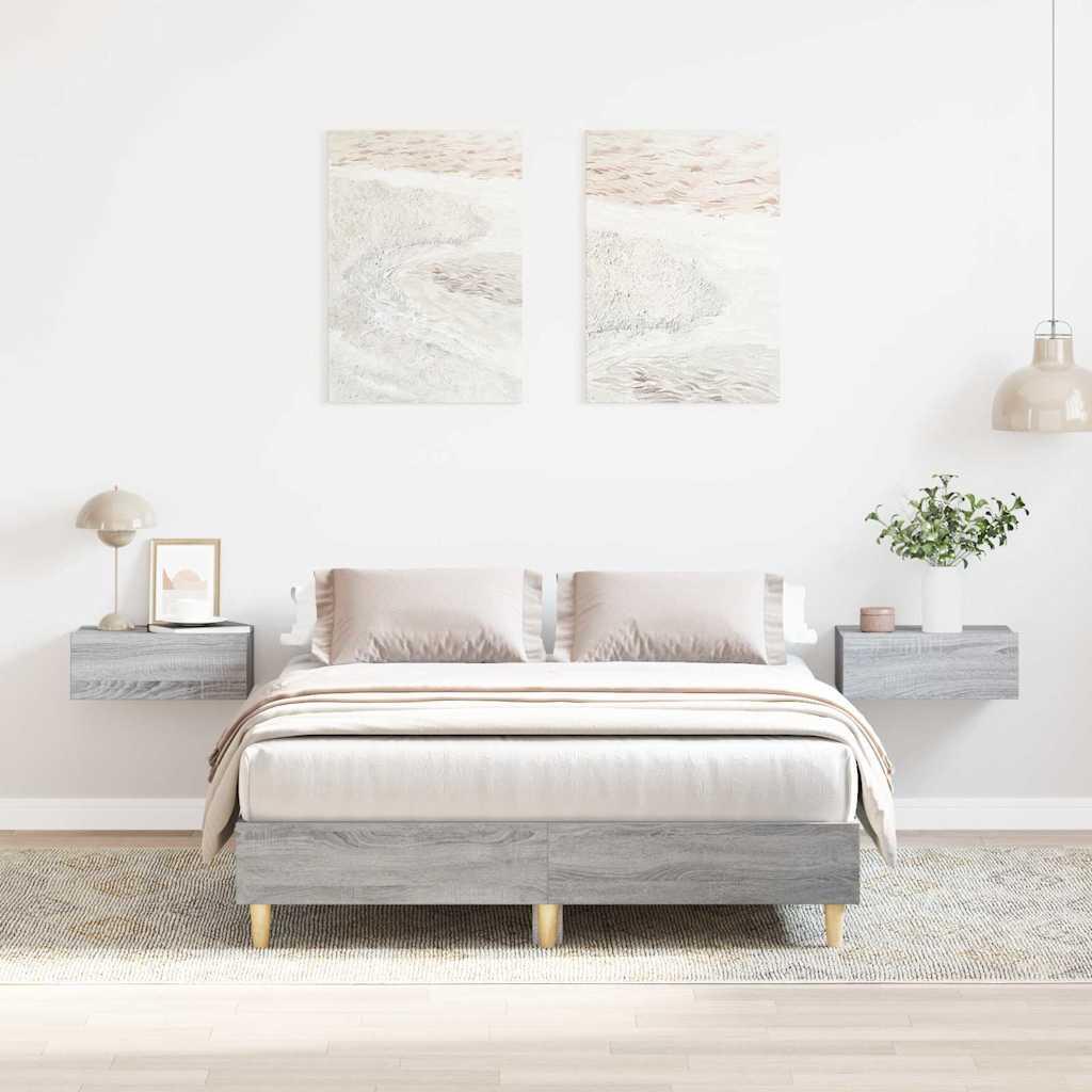 Sengestel uden madras 140x190 cm konstrueret træ grå sonoma-eg