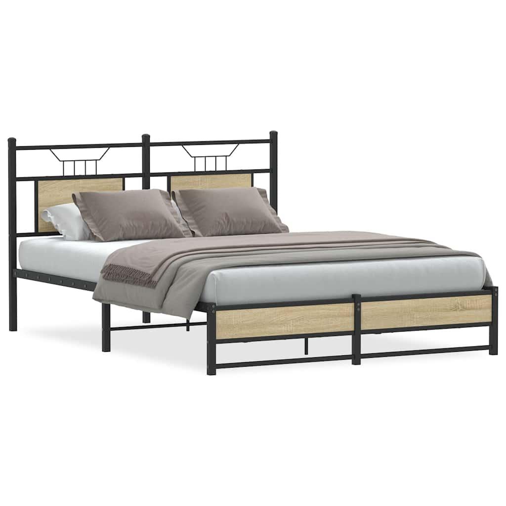 Sengeramme Uden Madras Konstrueret Træ Sonoma-Eg - med sengegavl og dobbelt lavt fodgærde / 137 x 190 cm