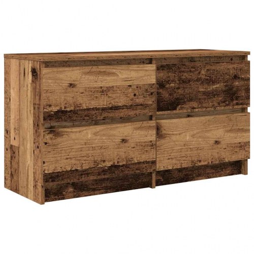 TV-bord 100 x 35 x 54 cm med 4 skuffer - antikt træ