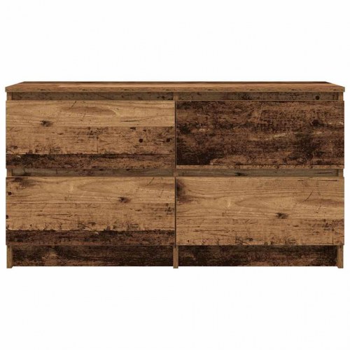 TV-bord 100 x 35 x 54 cm med 4 skuffer - antikt træ