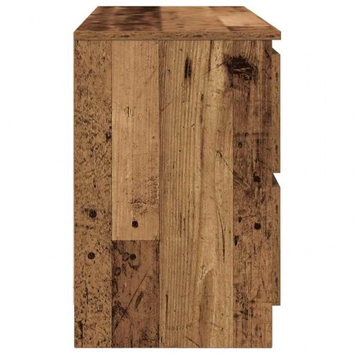 TV-bord 100 x 35 x 54 cm med 4 skuffer - antikt træ