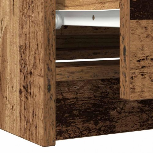 TV-bord 100 x 35 x 54 cm med 4 skuffer - antikt træ