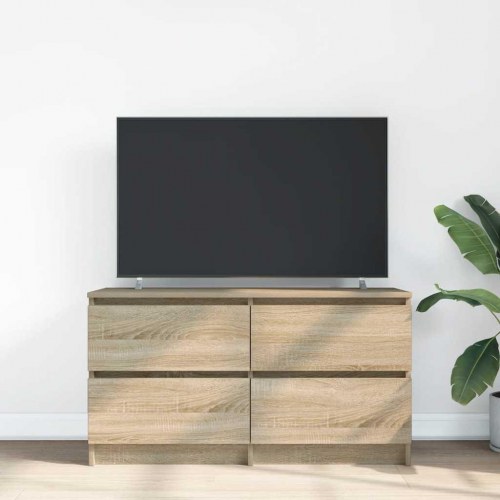 TV-bord 100 x 35 x 54 cm med 4 skuffer - sonoma-eg