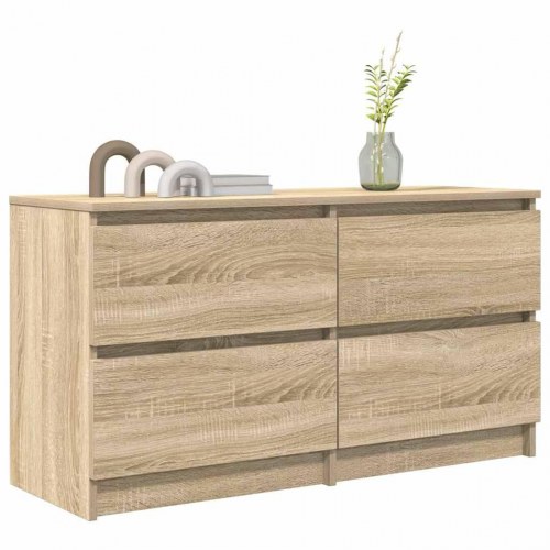 TV-bord 100 x 35 x 54 cm med 4 skuffer - sonoma-eg