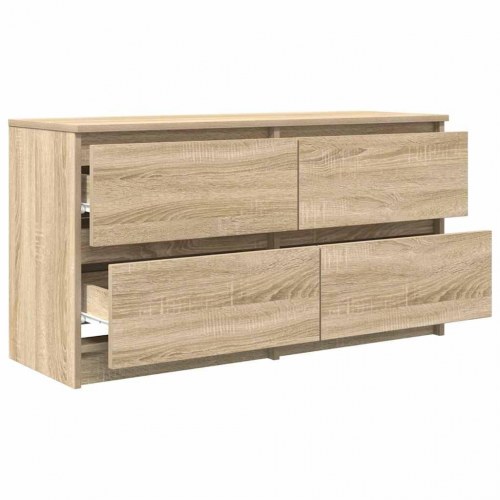 TV-bord 100 x 35 x 54 cm med 4 skuffer - sonoma-eg