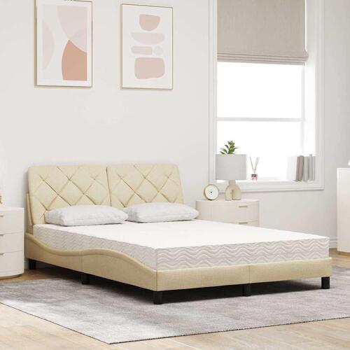 Seng med madras 120x200 cm stof cremefarvet