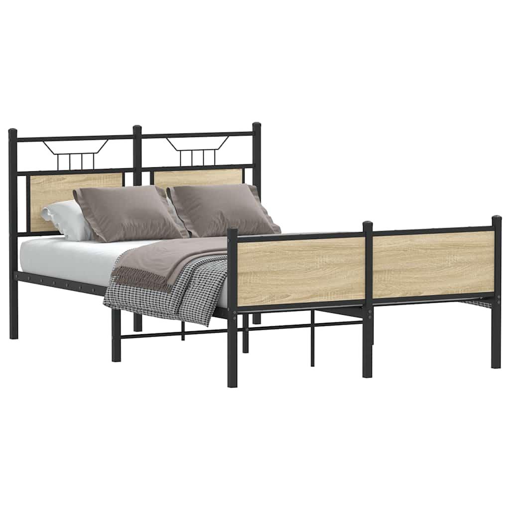 Sengeramme Uden Madras Konstrueret Træ Sonoma-Eg - med sengegavl og højt fodgærde / 120 x 190 cm