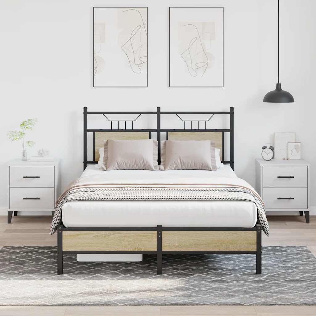 Sengeramme Uden Madras Konstrueret Træ Sonoma-Eg - med sengegavl og lavt fodgærde / 120 x 200 cm