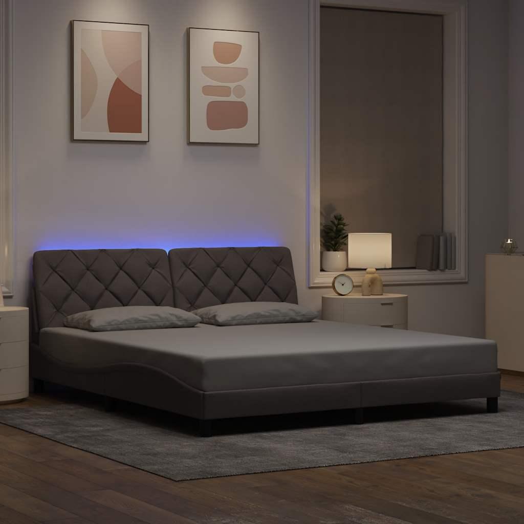 Sengeramme med LED 180x200 cm uden madras - gråbrun