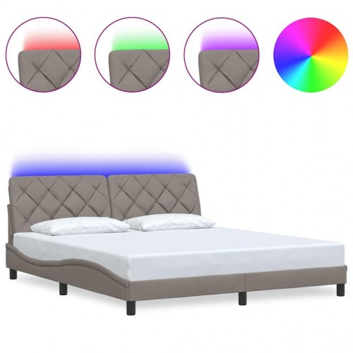 Sengeramme med LED 180x200 cm uden madras - gråbrun