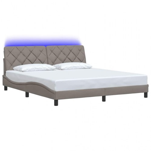 Sengeramme med LED 180x200 cm uden madras - gråbrun