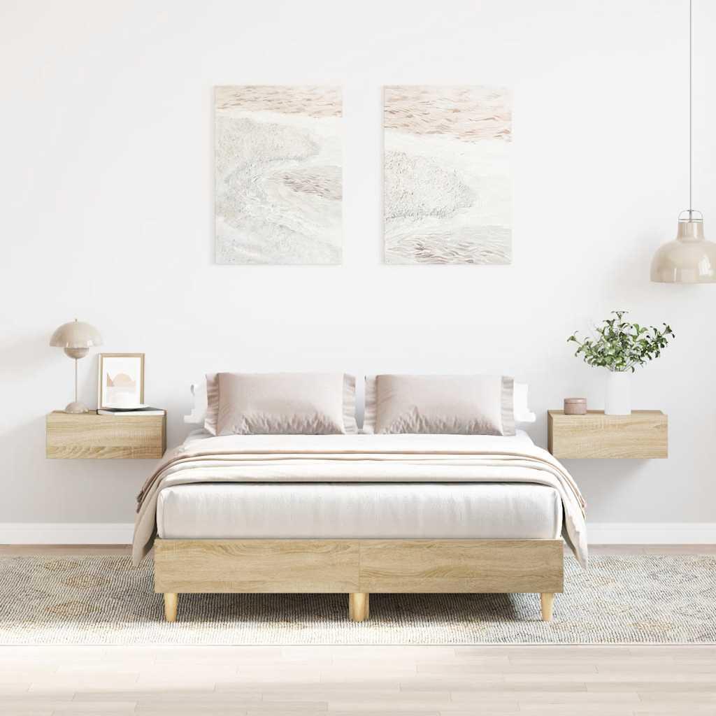 Sengestel uden madras 140x190 cm konstrueret træ sonoma-eg