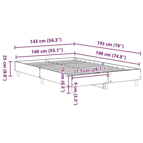 Sengestel uden madras 140x190 cm konstrueret træ sonoma-eg