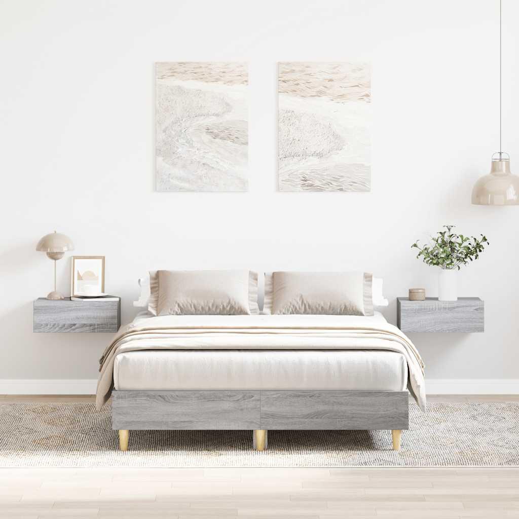 Sengestel uden madras 135x190 cm konstrueret træ grå sonoma-eg