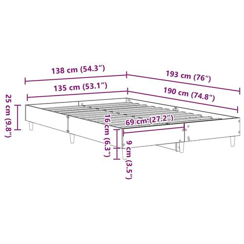Sengestel uden madras 135x190 cm konstrueret træ sort