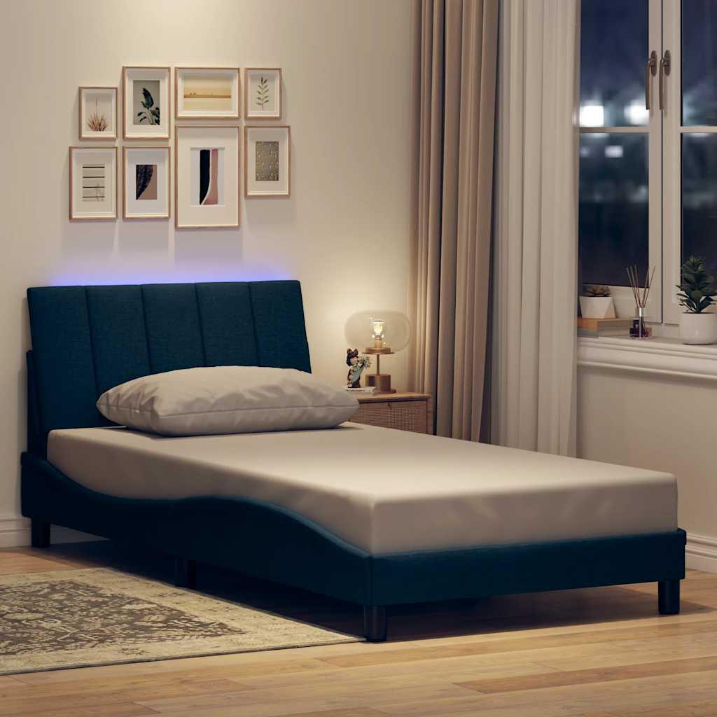 Sengeramme uden madras Hanko 100x200 cm stof blå
