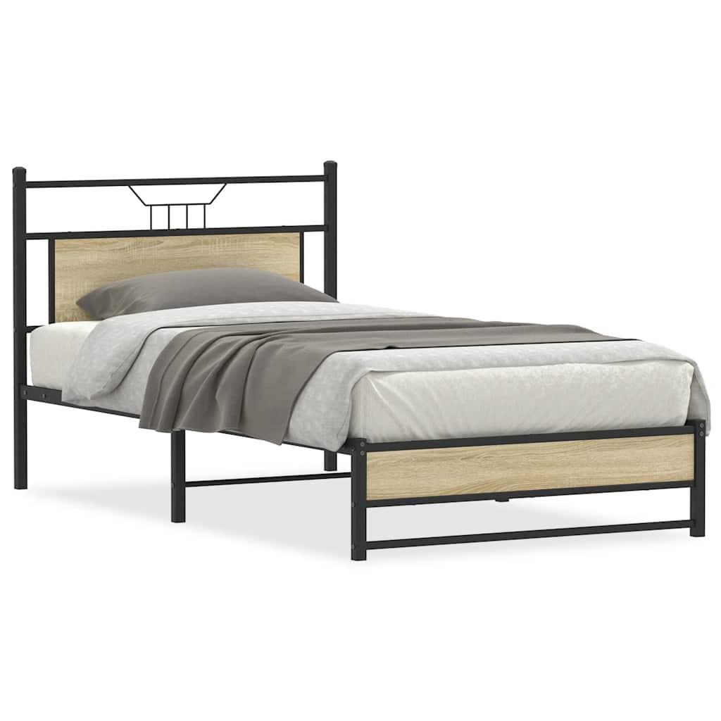 Sengeramme uden madras 107x203 cm konstrueret træ sonoma-eg