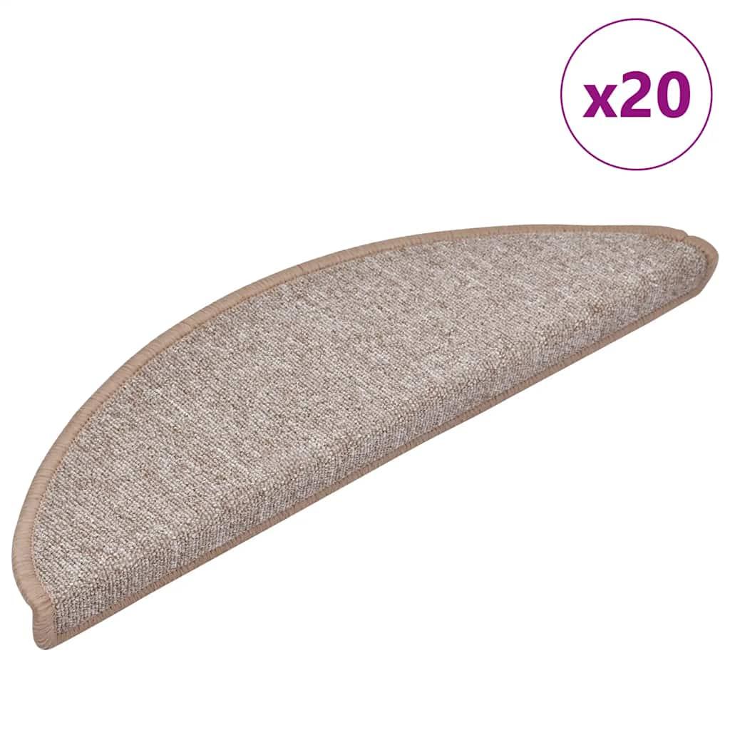 Trappemåtter 20 stk. 56x17x3 cm lysebrune halvrunde