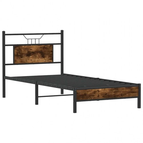 Sengeramme 90 x 190 cm uden madras med sengegavl - røget eg