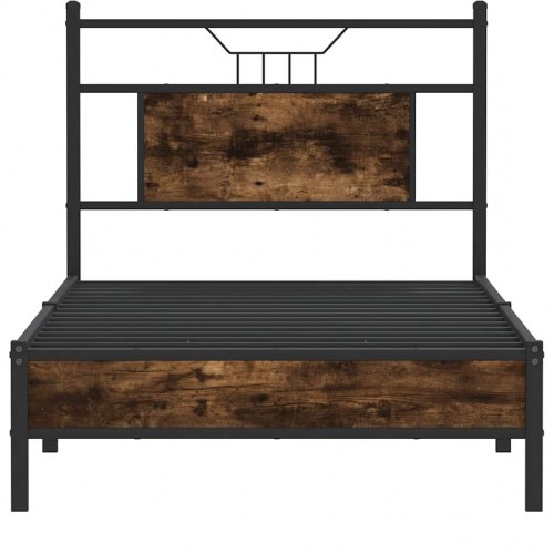 Sengeramme 90 x 190 cm uden madras med sengegavl - røget eg