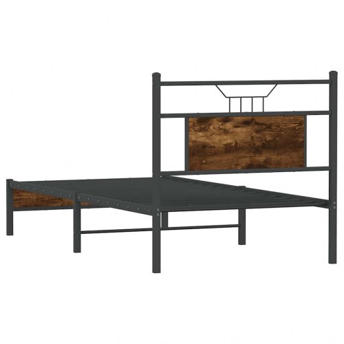 Sengeramme 90 x 190 cm uden madras med sengegavl - røget eg