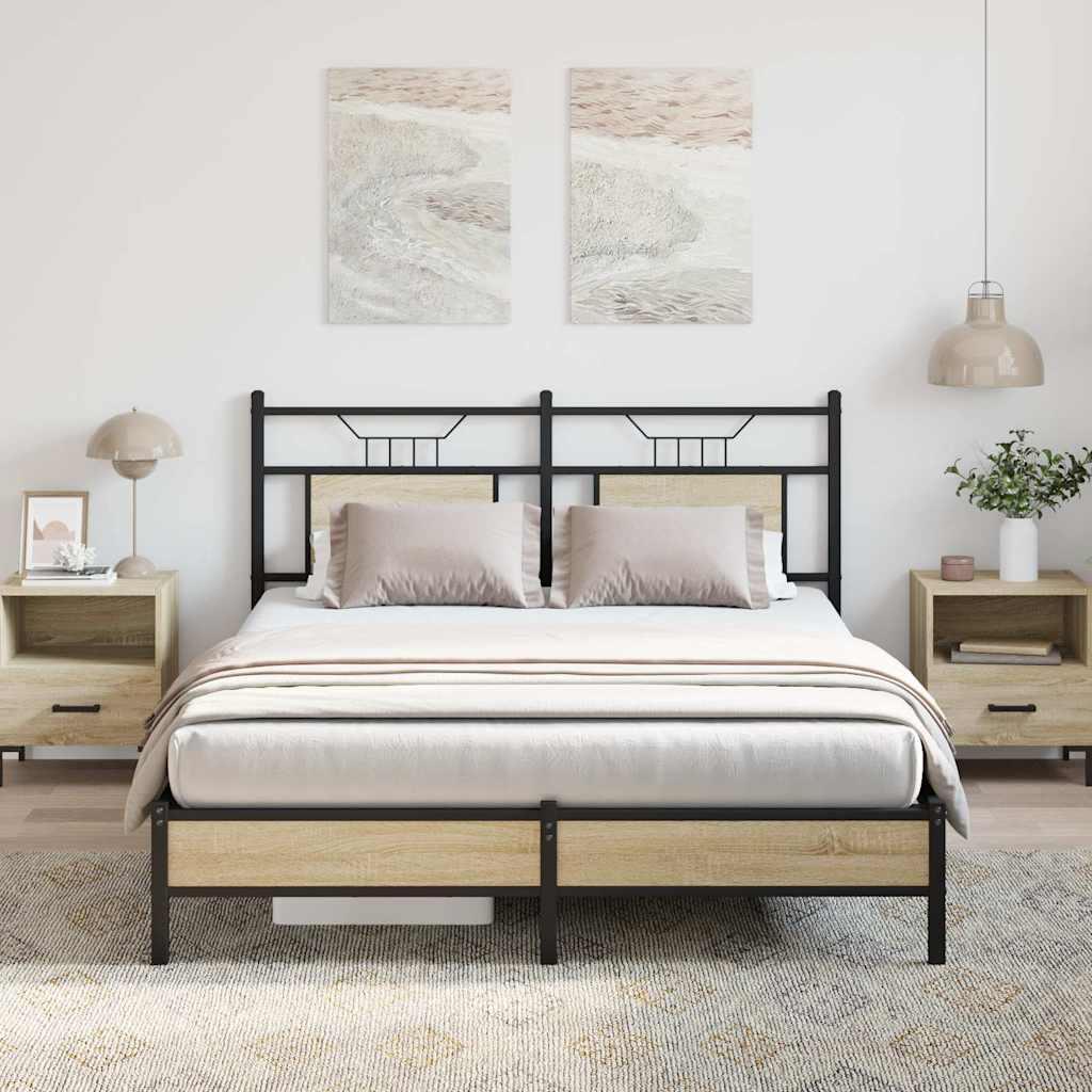 Sengeramme Uden Madras Konstrueret Træ Sonoma-Eg - med sengegavl og lavt fodgærde / 140 x 200 cm