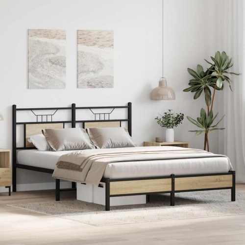 Sengeramme 140 x 200 cm med sengegavl - sonoma-eg