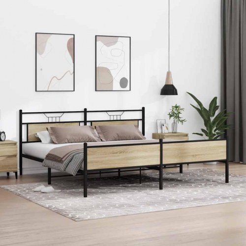 Sengeramme 200 x 200 cm i metal - sonoma-eg