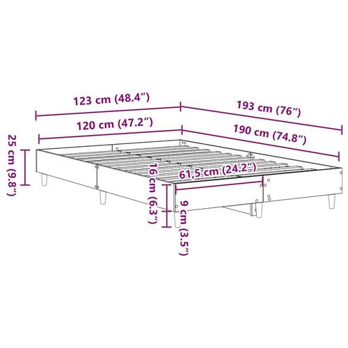 Sengestel uden madras 120x190 cm konstrueret træ røget eg