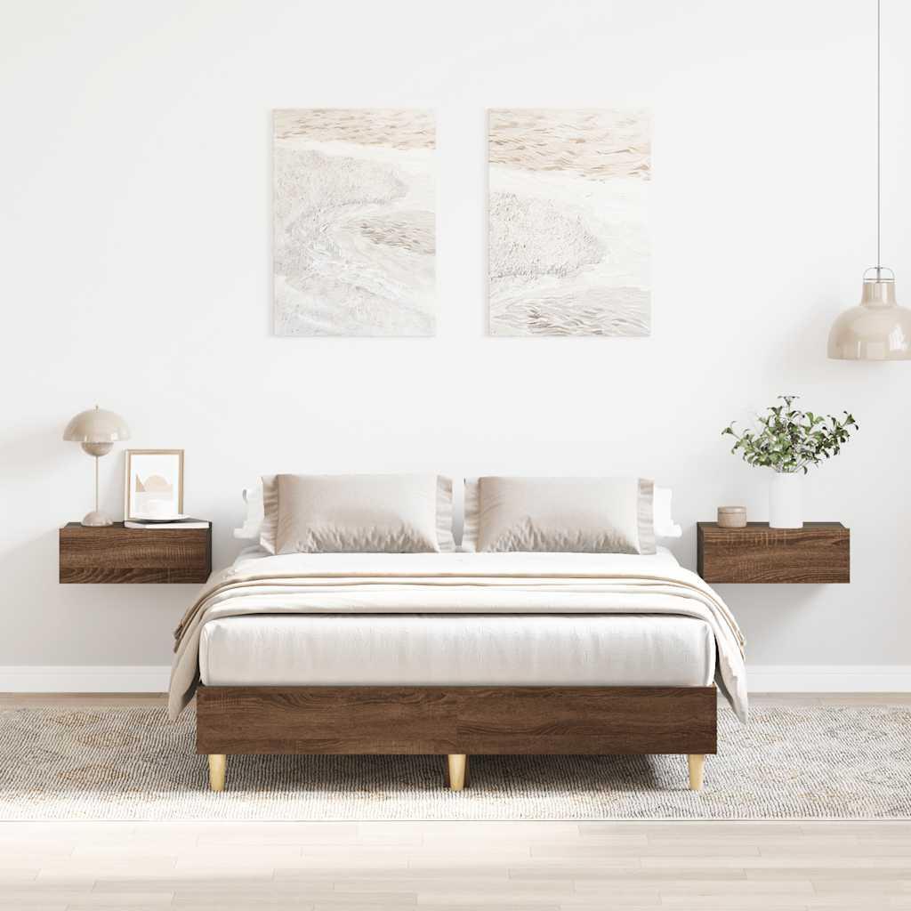 Sengestel uden madras 135x190 cm konstrueret træ brun eg