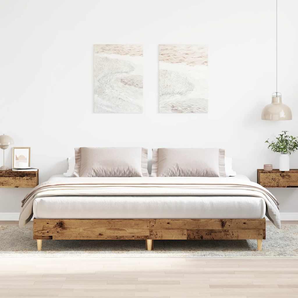 Sengestel uden madras 200x200 cm konstrueret træ antikt træ